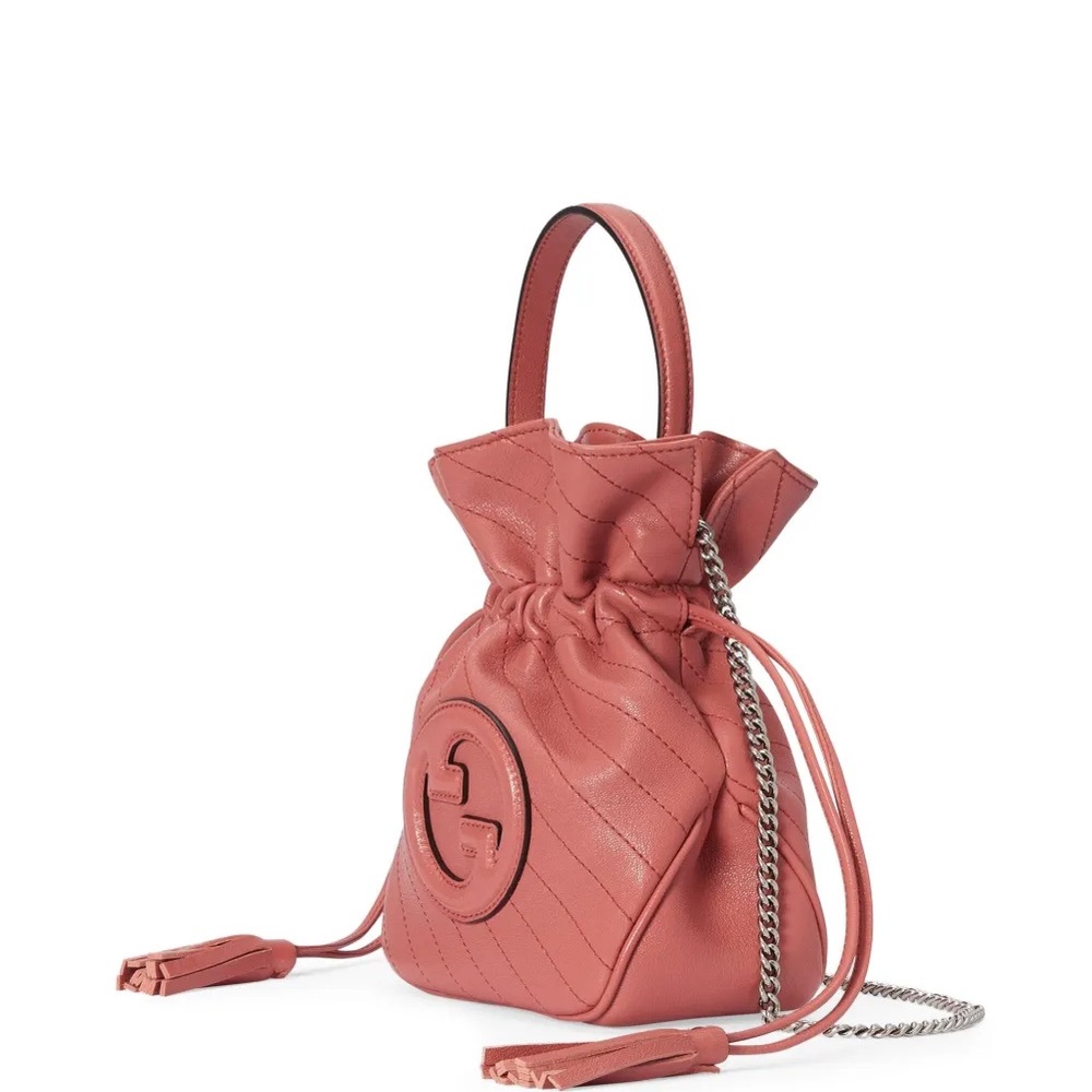 Brand New Gucci Pink Leather Drawstring Bag